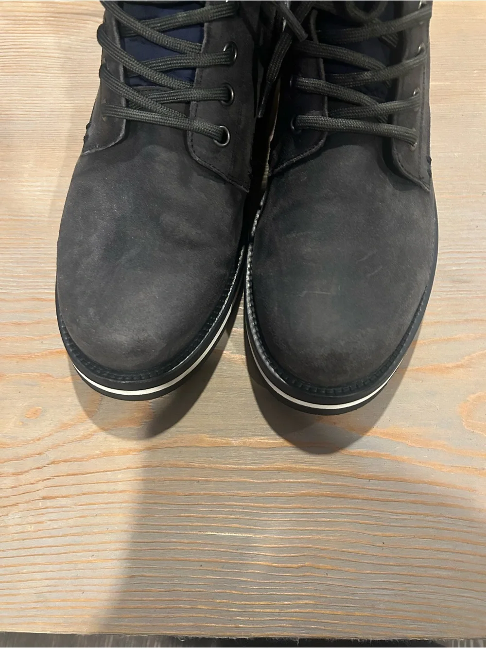 Moncler Men’s Navy Blue Suede Lace-Up Ankle Boots